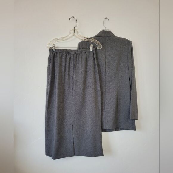 Vintage Courtenay Skirt Suit Gray Double Breasted Midi Career Church Size 10 - Picture 6 of 8